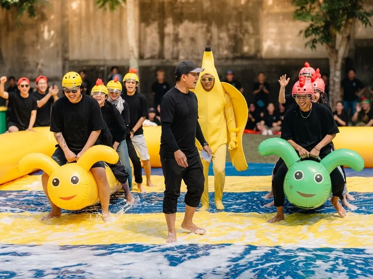 Paket gathering kantor dengan inflatable games Indonesia